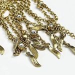 White House | Black Market WHBM Gold Feather & Crystal Y-Neck Tassel Necklace NWT Photo 3