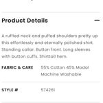 Loft NWOT Ruffle Trimmed Plaid Button Down Shirt Photo 8