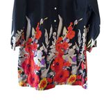 Soft Surroundings Black Floral Cotton Button Down Shirt Dress SZ PL #2424 Photo 3