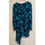 Badgley Mischka  Blue Floral Printed Wrap Draped Dress Photo 6