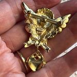 Vintage Cherub with dangle heart brooch USA stamped Gold Photo 5