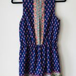 Charlotte Russe Blue Patterned Open Back Romper Medium Photo 4