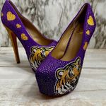 Herstar Women Sz 9 LSU Tigers Crystal Heels Pumps Shoes Purple Gold Glitter Glam Photo 8