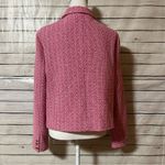 Nanette Lepore NANETTE Tweed Open Front Blazer In ROSE TROPICA / WHITE Photo 3