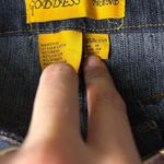 Goddess trend size 30x36 dark wash faded denim maxi skirt Photo 3