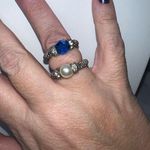 Set‎ of Two Silver Tone and Bead Stretch Rings Silver Photo 0