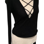 Me to We  Black Crisscross Front Long Sleeve Top Photo 0