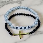 Stainless Steel Cross beaded w/ Mama Bracelet Black Photo 5