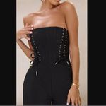 Club L Reborn Black Bandeau Jumpsuit With Lace Up Detail 6 NWT Photo 2