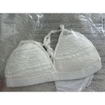 POL - Lace Cropped Halter Bralette Racer Back Ivory Size M Photo 1