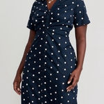 Old Navy Polka Dot Cut Midi Out Shirt Dress Navy Blue White Size S Photo 0