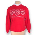 Vintage 80s Red White Heart Valentine Sweatshirt Made in USA Medium Cozy Cottage Photo 10