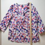 NYDJ Geometric Tunic Top Medium Multicolor 3/4 Sleeve Lightweight Office Bold Photo 6