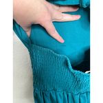 Free People  Boho Ruffle it Up Teal Cotton Midi Dress Size Large Photo 7