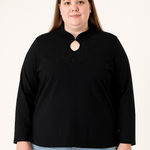Belle by Kim Gravel TripleLuxe Keyhole Top Black Embellished Size Small NWOT Photo 0