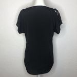 EXPRESS  Women’s Black Scoop Lattice Cold Shoulder Dolman Sleeve Blouse Small Photo 4