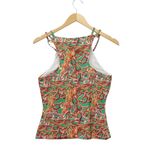 Karen Millen  Chain Print Cut Out Jersey Crepe Top Green Gold Sleeveless Sz 6 NWT Photo 2