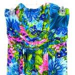 Plenty‎ Size 4 Dress Blue Neon Floral Bright Strapless Ruffle Built in Bra Photo 1