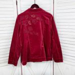 Chico's  Boho Velour Paisley Embroidered Beaded Sequin Trucker Jacket Red‎ 3 XL 16 Photo 9