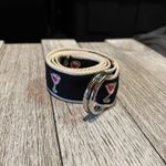 C.J. Laing Martini Black Pink‎ Cotton Web Ribbon Belt O Ring Size Medium 37" Blue Photo 2