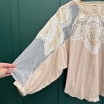 Free People Toni Tunic Top Waffle Knit Mesh Embroidered Slouchy Lace Photo 6