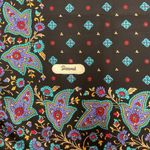 Vintage Pizamit Bohemian Floral Paisley‎ Square Silk Scarf Black Multi Pattern Photo 8