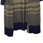 Talbots Open Cardigan Sweater Jacket Size Small Green Black Stripes Womens Pima Photo 3