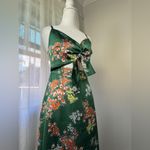 Dark Green Floral Print Tie Photo 5