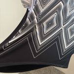 Chico's  Women’s 3 Black and White Diamond Pattern Blouse Chic Asymmetrical Hem Photo 2