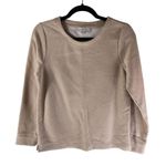 Loft Ann Taylor Womens Sweatshirt Crew Neck Fleece Lined Metallic Gold Beige XS Photo 0