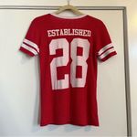 Disney  Parks Minnie Mouse mesh baseball jersey t-shirt red white stripe summer Photo 6