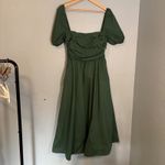 OPT Womens Green‎ Midi Dress Puff Sleeve Square Neck Party Cocktail Medium Green Photo 1
