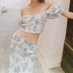 Mango Lili Floral Crop Top Blue White NWT Size 6 / Medium Photo 3