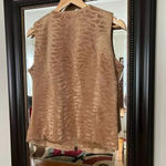 Jordan Faux Fur Sleeveless Zip Vest Tan Animal Print Size Small Photo 2