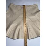 Derek Lam  10 Crosby Leather Mini Flare‎ Skirt Cream Beige Size 2 Raw Hem Photo 1