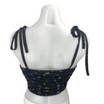 Forever 21 Black Floral Sleeveless Ruched Corset Bustier Cami Tank Crop Top Sz L Photo 1