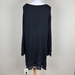 Ulla Popken Tunic Top Womens 16/18 Black Lace Trim 3/4 Sleeve V Photo 3