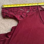 Zenana Outfitters 2/$12 Signature Women’s Burgundy Lace Short Sleeve Tunic Long Blouse M Photo 3