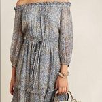 Anthropologie  Kira Off the Shoulder Peasant Midi Dress Floral Metallic Sz 4 Photo 0