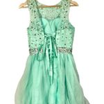 Boutique Mint Green Rhinestone Tulle Mini Dress 2 Photo 1