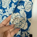 ZARA  Satin Blue and White Floral Long Sleeve Dress Photo 8