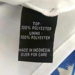 Iz Byer blue & white chevron print pleated sleeveless blouse Photo 8