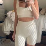 Amazon Cream White Ribbed Co-ord Shorts Set Photo 0