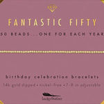 NIB LUCKY FEATHER 14K Gold Dipped Milestone 50th Birthday Stretch Bracelet Photo 3