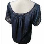 J.Crew  navy eyelet bohemian square neck 8 top. Photo 2