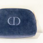 Christian Dior Dior Dark Blue‎ Velvet Small Cosmetics Makeup Bag Zip Pouch Photo 1