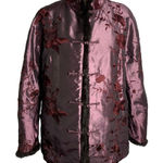 Buttons Embroidered Asian Style Coat Jacket M Purple Rabbit Trim Frog  Pockets Photo 0