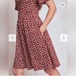 NWT Boden Louisa Short Jersey Dress Chestnut, Painted Dot size US 8 Long Photo 1