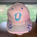 True Religion Vintage Pink and Blue Distressed Style Horseshoe Hat Cap Photo 3
