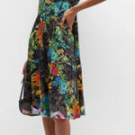 Johnny Was  Nero Tiered Floral-Print Cap-Sleeve‎ Bamboo Midi Dress Size Medium Photo 0